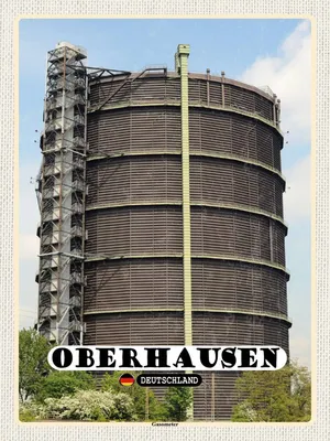 Produktbild von vianmo Holzschild 40x30 cm Oberhausen Gasometer Gebäude Bildmotiv Reisemotiv Abenteuer Reisen