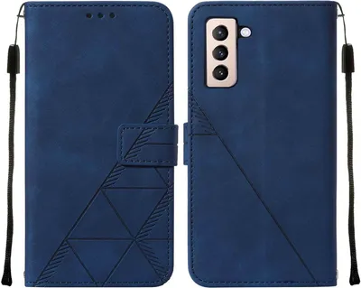Produktbild von Galaxy S21+ Hülle, Schlank Prägung Flip Leder Kartenfächer Schutzhülle mit Ständer für Samsung Galaxy S21+ / S21 Plus 5G Blau