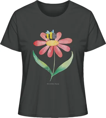 Produktbild von Mr. & Mrs. Panda Shirt Damen Hummel Blume Größe M - Anthrazit - Geschenk, Biene, Baumwollshirt, Hummeln, Oberteil, Wespe, Lustige Sprüche, Basic T-Shirt, Natur