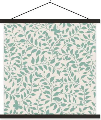 Produktbild von MuchoWow® Textilposter Blätter - Vintage - Muster 40x40 cm mit schwarzem Rahmen - Fotos