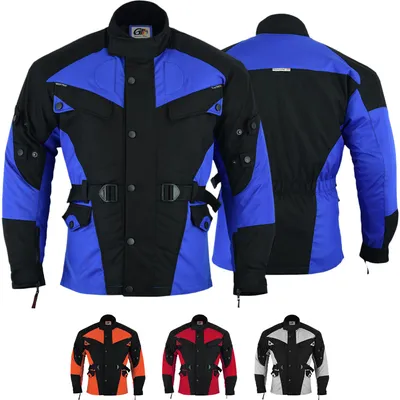 Produktbild von Herren Motorradjacke aus Textil mit 4CE-Protektoren & 8 Taschen Protektorenjacke, Größe:58/3XL, Farbe:Blau