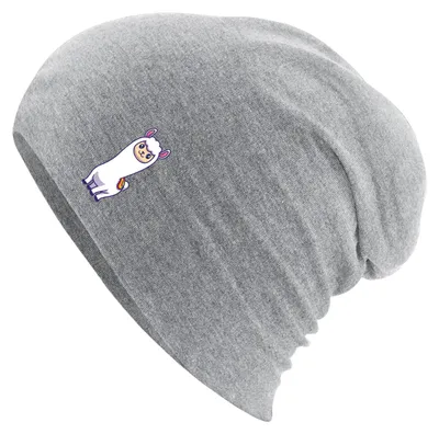 Produktbild von Huuraa Beanie Lama Comic Heather Grey One Size Baumwolle und Elasthan Mütze Geschenkidee