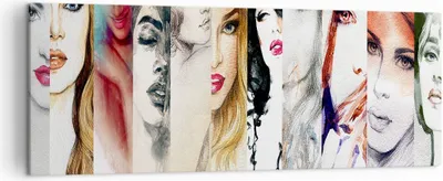 Produktbild von Bild auf Leinwand - Leinwandbild - Frauen Schönheit Dame Illustration - 140x50cm - Wand Bild - Wanddeko - Leinwanddruck - Bilder - Kunstdruck - Leinwand bilder - Wandkunst - AB140x50-3012