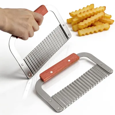 Wellenschliffmesser-Set, 2 Stück, Edelstahl, für Gemüse und Pommes