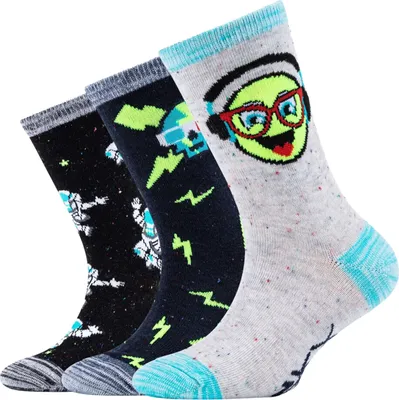 Produktbild von Skechers 3er-Pack Freizeit-Socken für Jungen mit Weltraum- und Smileys-Motiv SK41060-5801