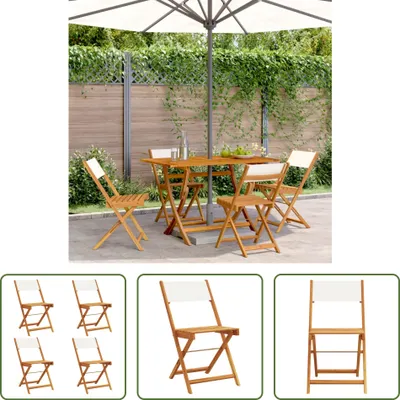 Produktbild von The Living Store Gartenstühle 4 Stk. Klappbar Cremeweiß Stoff und Massivholz