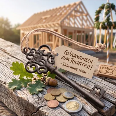 Produktbild von XXL Deko-Schlüssel 36cm aus Gusseisen mit Juteband – Nostalgie Gartendeko & Geschenk zum Richtfest