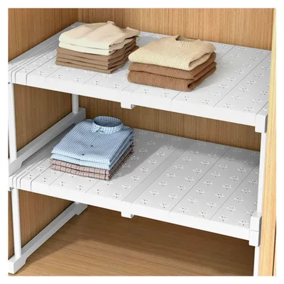 Produktbild von Verstellbare Regale für Schränke, Erweiterbare Einlegeböden für Kleiderschränke, Küche und Badezimmer, 24 cm Breite, 22 cm Höhe, Verstellbare Länge 37-48 cm