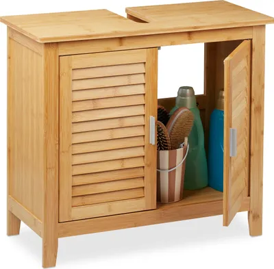 Produktbild von relaxdays Waschbeckenunterschrank Bambus