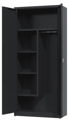 Produktbild von Povag Putzschrank, Besenschrank, Metallschrank abschließbar 180x80x42 cm Schwarz