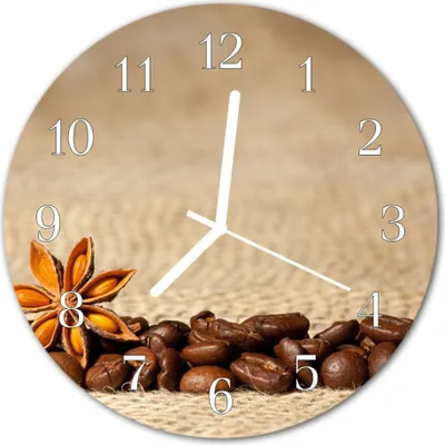 Produktbild von Glasuhr Wanduhr Küchenuhr Echt-Glas 30fi cm Kaffeebohnen braun