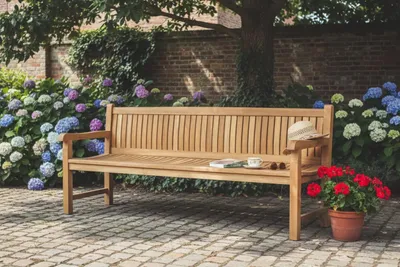 Produktbild von Balmoral Teak-Gartenbank – 200 cm – Geräumige Parkbank für 4 bis 5 Personen – Massiveses Teakholz