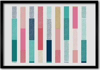 Produktbild von Bild - Bilder - Bilderrahmen - 70 cm x 50 cm - MDF-Rahmen, Wandkunst bunte Streifen