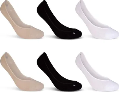 Produktbild von 6 Paar "Low Cut" Ballerina Socken Baumwolle Sneaker Socken Schwarz Weiß Beige 39960 - Farbmix 35-38