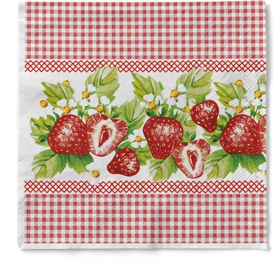 Produktbild von Sovie HOME Serviette Erdbeeren in Rot aus Tissue 33 x 33 cm, 3-lagig, 20 Stück
