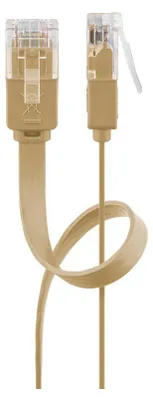 Immagine prodotto di Cavo patch piatto CAT 6, U/UTP, marrone chiaro, 15 m - conduttore in rame (CU)