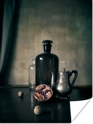 Produktbild von MuchoWow® Poster Stilleben - Flasche - Obst 90x120 cm - Wohnzimmer