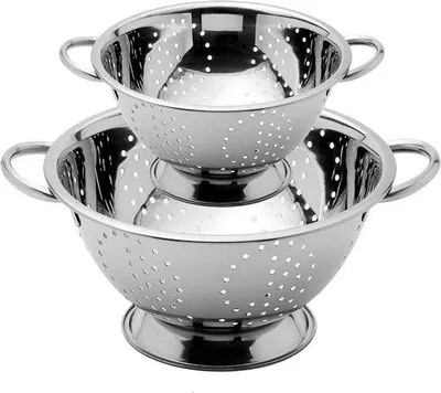 Image de Égouttoir de cuisine avec poignée - Lot de 2 pièces - Diamètres 18 et 24 cm - Acier inoxydable