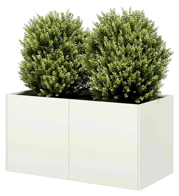 Produktbild von Pflanzkübel Weiß 80x40x40 cm aus Kaltgewalztem Stahl, Pflanzschale, Garten-Pflanzkübel, Outdoor-Pflanzgefäß, Hochbeet