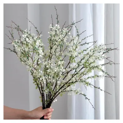 Produktbild von Künstliche Weidenkätzchen 80 cm, Weiß, Palmkätzchen Osterzweige, Kunstblume, Dekozweige für Vase, Frühlingsdeko, Osterstrauß, Tischdeko, 3 Stück
