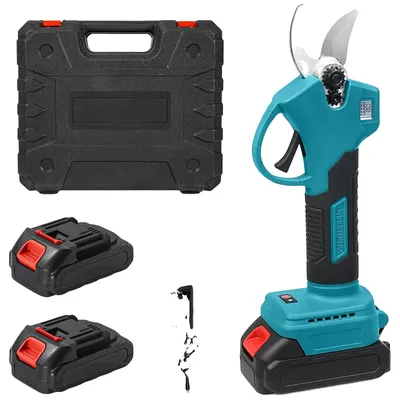 Obrázek produktu pro Elektrické nůžky na keře, bezkartáčový motor, bezpečnostní blokovací mechanismus, 2 baterie