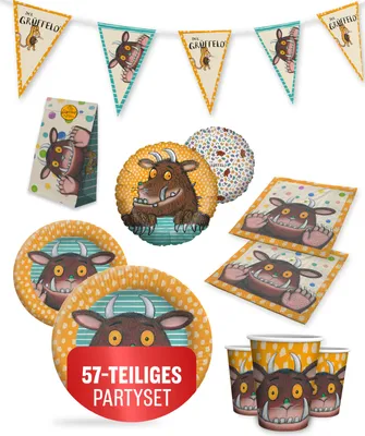 Produktbild von Grüffelo 57-tlg. Party Set – Geburtstag Deko mit Geschenktüten Wimpel Ballons