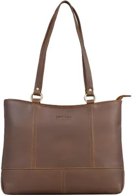 Image de Sac cabas en cuir, sac à main, sac à bandoulière, couleur havane, pour femme