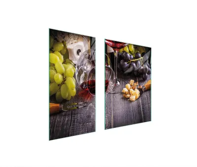 Obrázok produktu pre Kryt varnej dosky 2 kusy 75x52 Sklenený kryt varnej dosky Sklenená doska na krájanie vína Drevo