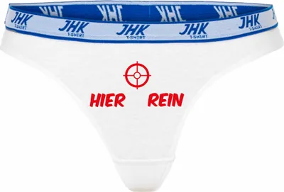 Produktbild von Damen Thong Slip - Boxer-0006-woman-white-h-XL - weiß - XL - hinten - Hier rein - lustiges Motiv - Spruch - Unterwäsche - Unterhose - Freizeit - lustig