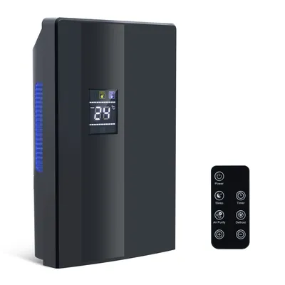 Produktbild von ZMH Osuszacz powietrza Elektryczny 2000ml Dehumidifier do piwnicy Sypialnia Mieszkanie z pilotem zdalnego sterowania 24h Timer UV Tryb uśpienia czarny