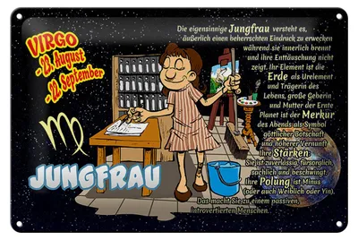 Produktbild von Blechschild Sternzeichen 30x20cm Jungfrau Planet Merkur