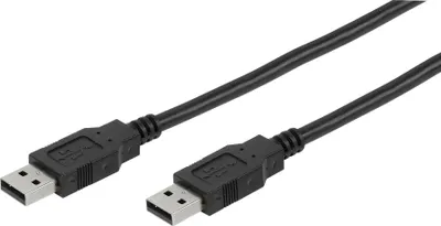 Produktbild von ViVanco™USB-A-auf-USB-A-Stecker/Stecker-Kabel, 1,8 m Schwarz, 1,8 m, USB A, USB A, USB 2.0, Schwarz