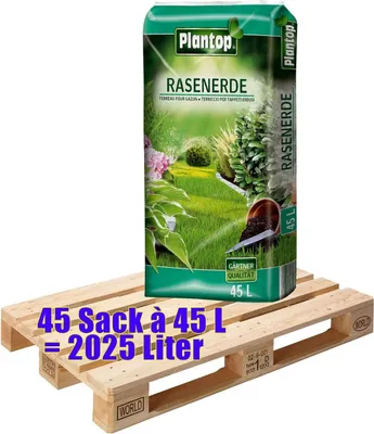 Produktbild von Plantop Rasenerde 45 L für gesunden Rasen, unterdrückt Rispengras, mit mittlerer Nährstoffversorgung und verbesserter Wasserableitung