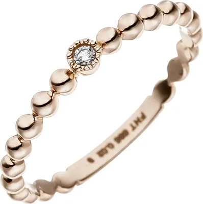 Produktbild von Gr. 56 Damen Ring Kugel 585 Gold Rotgold 1 Diamant Brillant Rotgoldring Kugelring