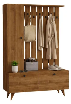 Produktbild von Cairate - Garderobenmöbel, 112x35x170h cm Nussbraun, Kleiderhaken