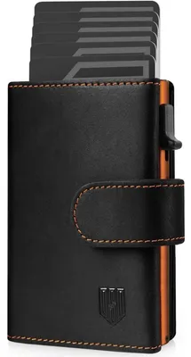 Produktbild von Slim Wallet mit Münzfach RFID Schutz Schwarz-Orange