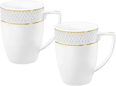 Zdjęcie produktu dla Zestaw 2 filiżanek Wilmax 320 ml, białe z złotym brzegiem, porcelana, WL-880102431/A2