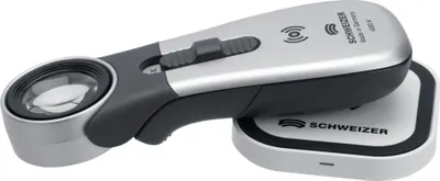 Produktbild von SCHWEIZER Handleuchtlupe Tech-Line Induktion Vergr.8x LED Linsen-Ø 30mm - 099842-1