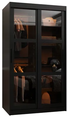 Produktbild von Kleiderschrank KATIE 3 - 100 cm, schwarz / schwarz