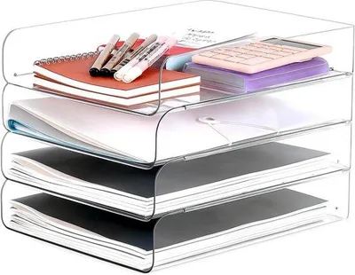 Produktbild von Famanu Briefablage Set - 4 stapelbare, transparente Ablagen