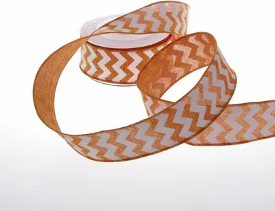 Produktbild von Dekoband Zickzack - orange-weiß - 40mm - 10m - 93159-40-10-20
