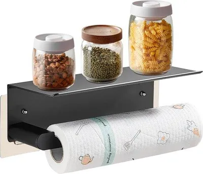Produktbild von Schwarzes Papierrollenhalter-Regal für Küche und Bad