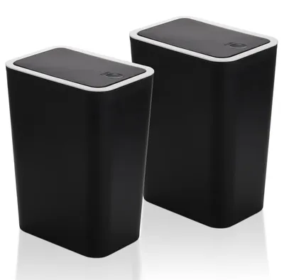 Productafbeelding van Fasmov afvalbakken, 2 stuks, 7,5 liter, plastic afvalcontainers met deksel met drukmechanisme