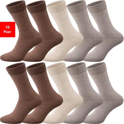 Produktbild von Business Socken Herren & Damen 5er-10er Pack Komfortbund ohne Druck Baumwolle - Braun, 39-42, 10er Pack