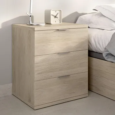Image de Blythe - Table de nuit, 34x42x57h cm Chêne Marron, 3 Tiroirs