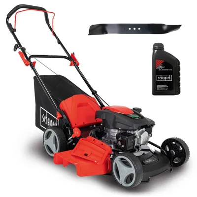 Produktbild von Scheppach Benzin Rasenmäher MP150-46 | 46 cm Schnittbreite | 3,5 PS Motor mit 150 ccm | 7 Schnitthöhen | 55 L Fangbox | inkl. Motoröl & Ersatzmesser