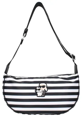 Image de Karl Lagerfeld sac demi-lune rayé Ikonik, Karl Choupette