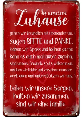 Produktbild von Blechschild Spruch 20x30cm Zuhause sind wir eine Familie