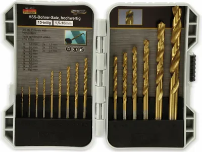 Produktbild von MASTERPROOF HSS Bohrer-Satz 15 teilig, 1,5…10 mm, in Kunststoffbox