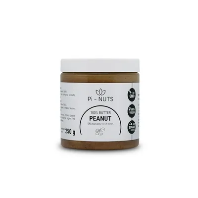 Produktbild von Pi-nuts Erdnussbutter 100% - ohne Zusatzstoffe, Konservierungsmittel - ‎Erdnussmousse aus gerösteten und geschälten Erdnüssen - Zum Backen 250 g